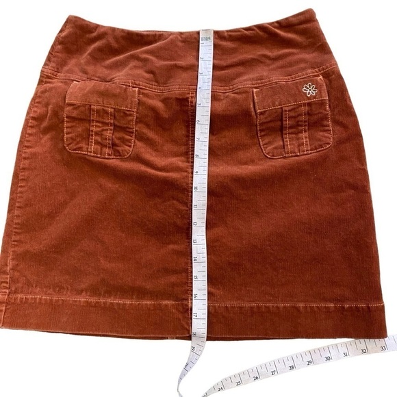 Adventure Orange Corduroy Skirt Front Pockets Flower Embroidery Women’s 6 - Picture 3 of 7